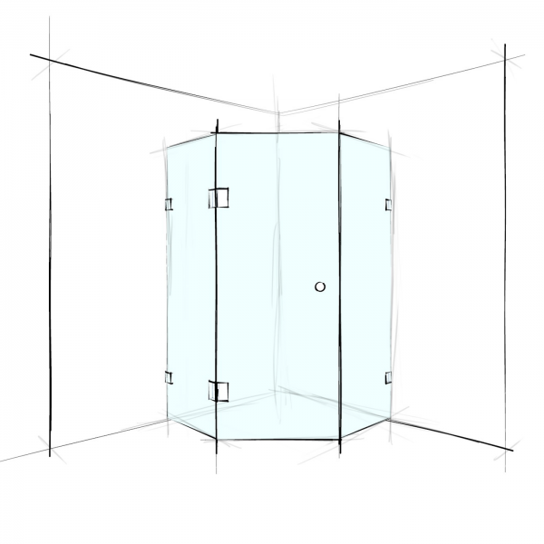 Donii Custom Frameless Hex Corner Set in Shower Screen