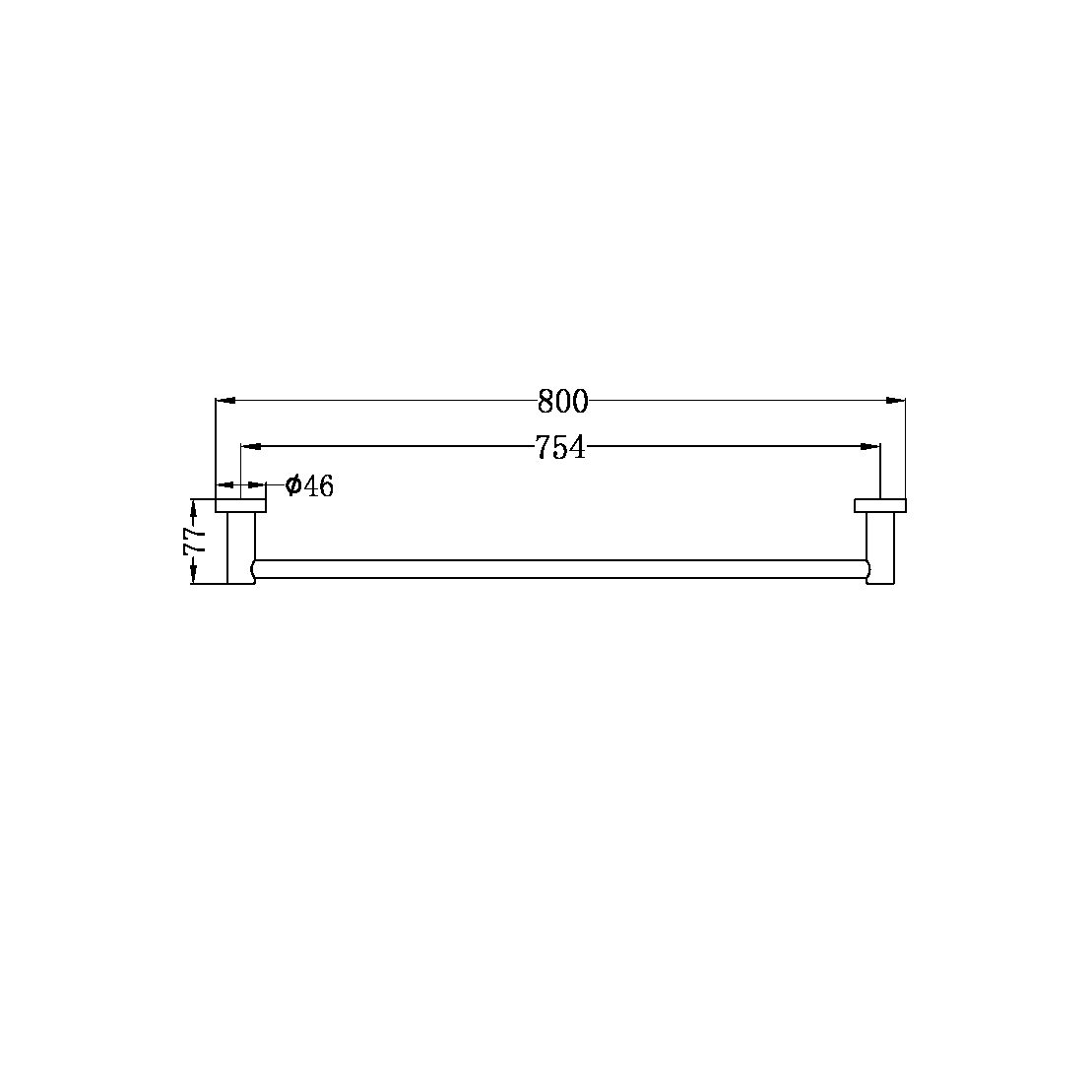 Nero Mecca Single Towel Rail 800mm Chrome