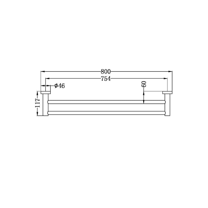 Nero Mecca Double Towel Rail 800mm Matte White