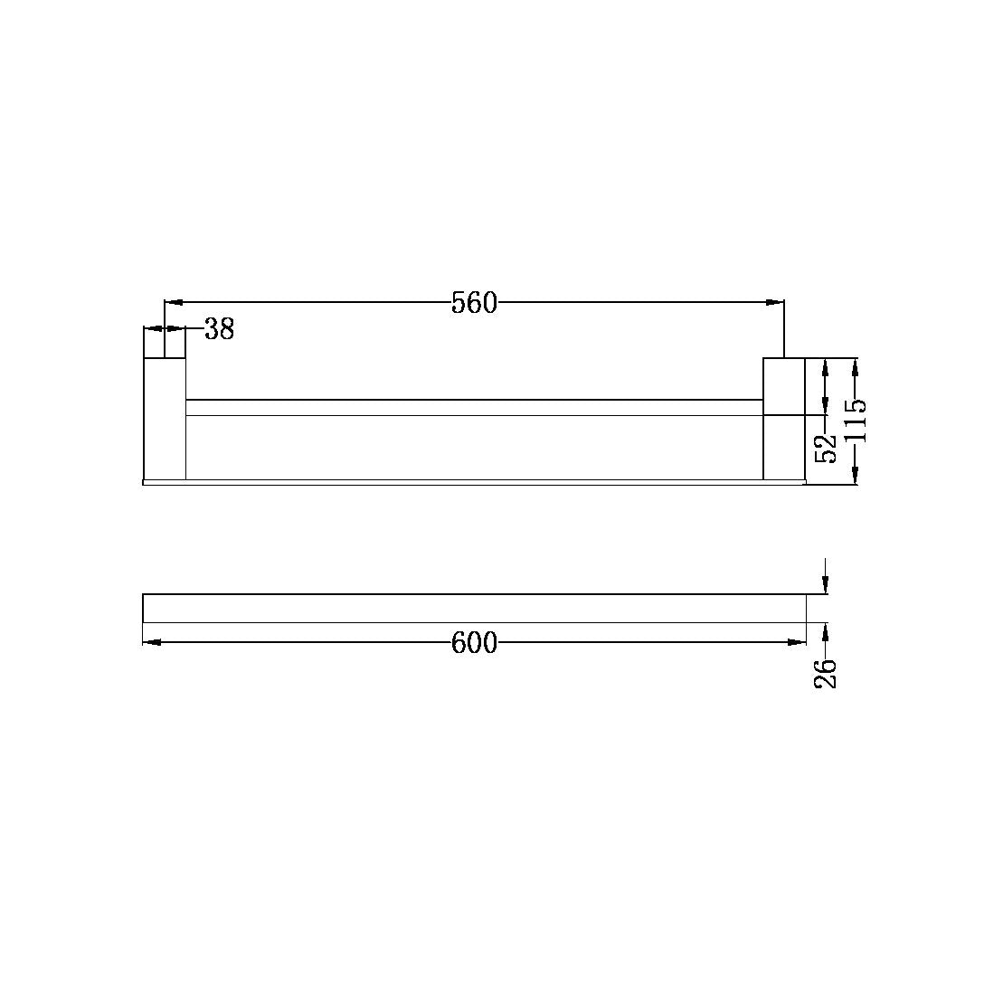 Nero Celia Double Towel Rail 600mm Matte Black