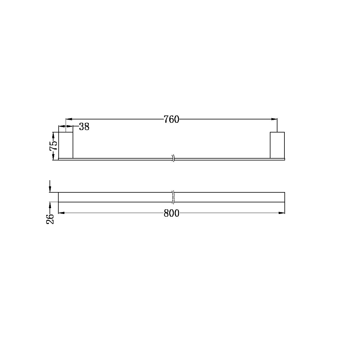 Nero Celia Single Towel Rail 800mm Chrome