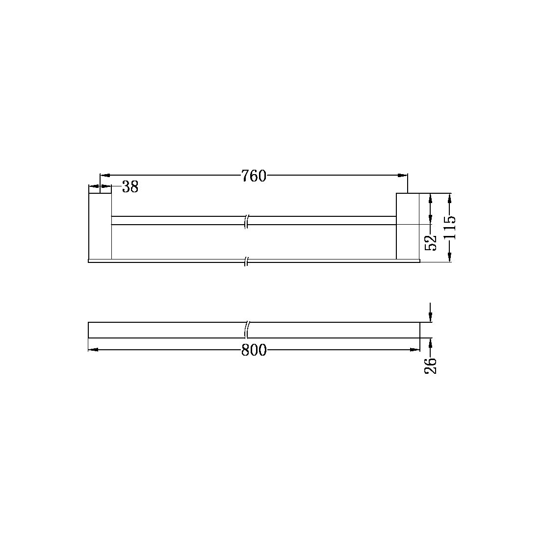 Nero Celia Double Towel Rail 800mm Brushed Nickel