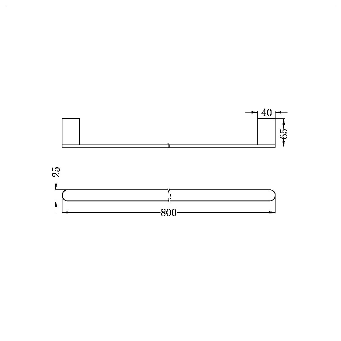 Nero Bianca Single Towel Rail 800mm Matte Black