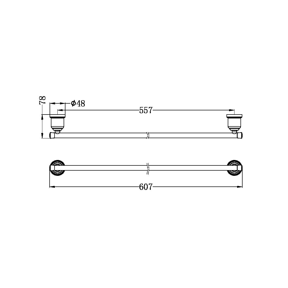 Nero York Single Towel Rail 600mm Aged Brass