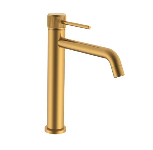 tall Basin Mixer tap Brushed Brass