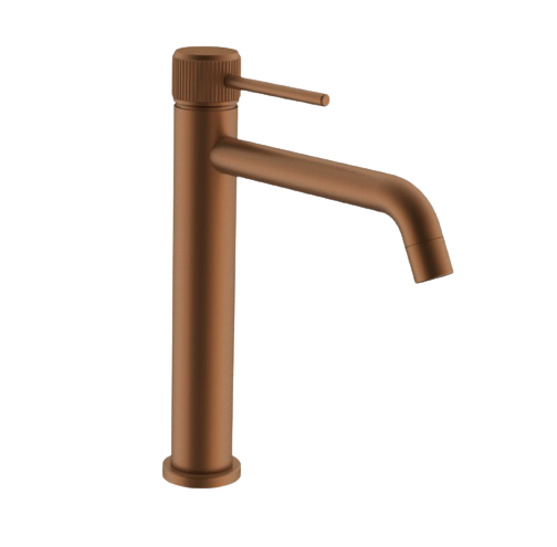 single pin lever  Extended bathroom Basin Mixer tap Brushed Copper