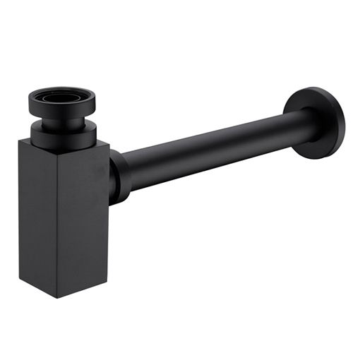 Bathroom Basin Bottle Trap Square Matte Black