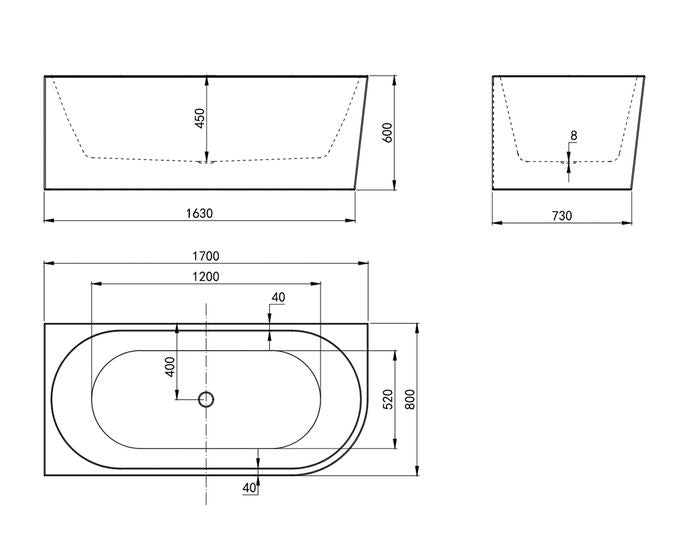 Corner Bathtub Left 1700 NF (7174050807959)