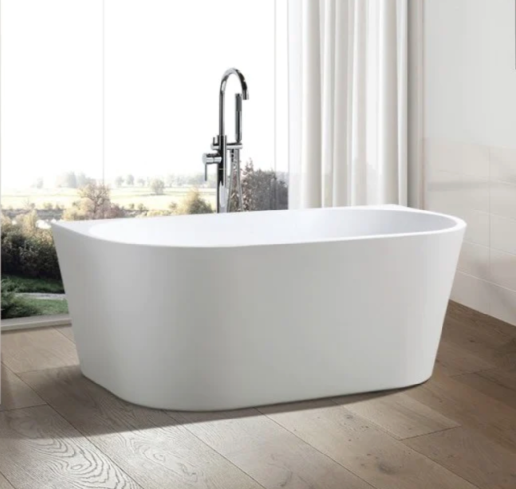 Acrylic 1400 & 1500 Back to Wall Bath  Gloss White