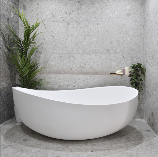 Large Solid acrylic Freestanding Bath Matte White 1800 