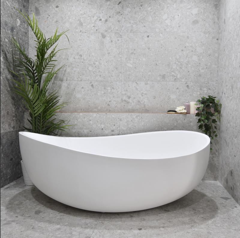 Large Solid acrylic Freestanding Bath Matte White 1800 