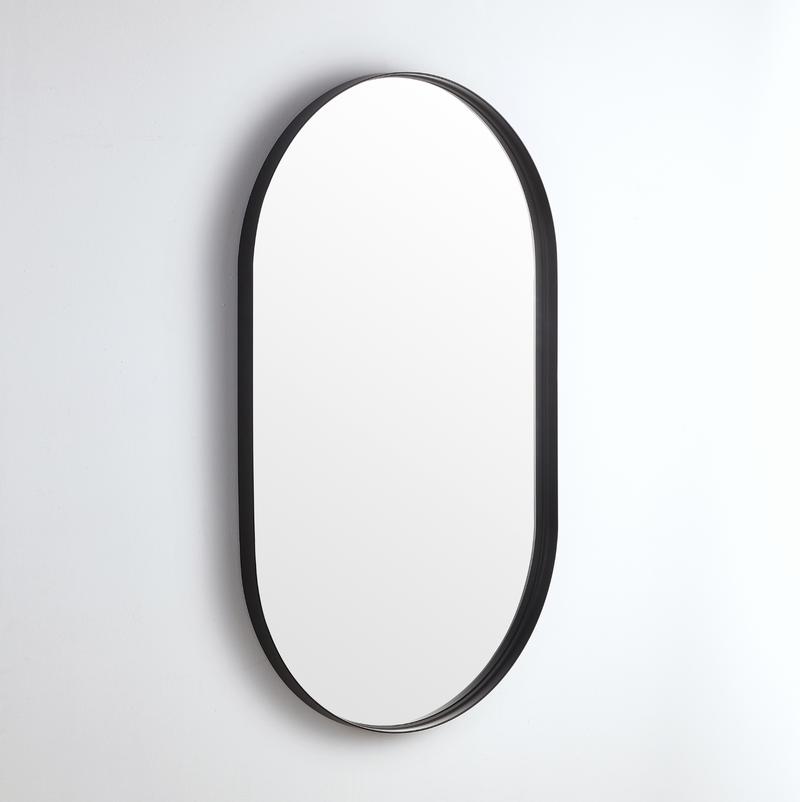 Framed  Oval vanity Mirror Matte Black