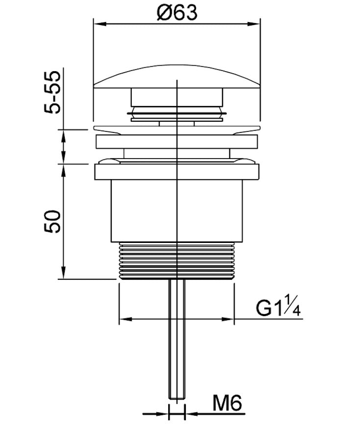 Linsol 32/40 Universal Pop-up Plug & Waste Matte Black (7193778258071)
