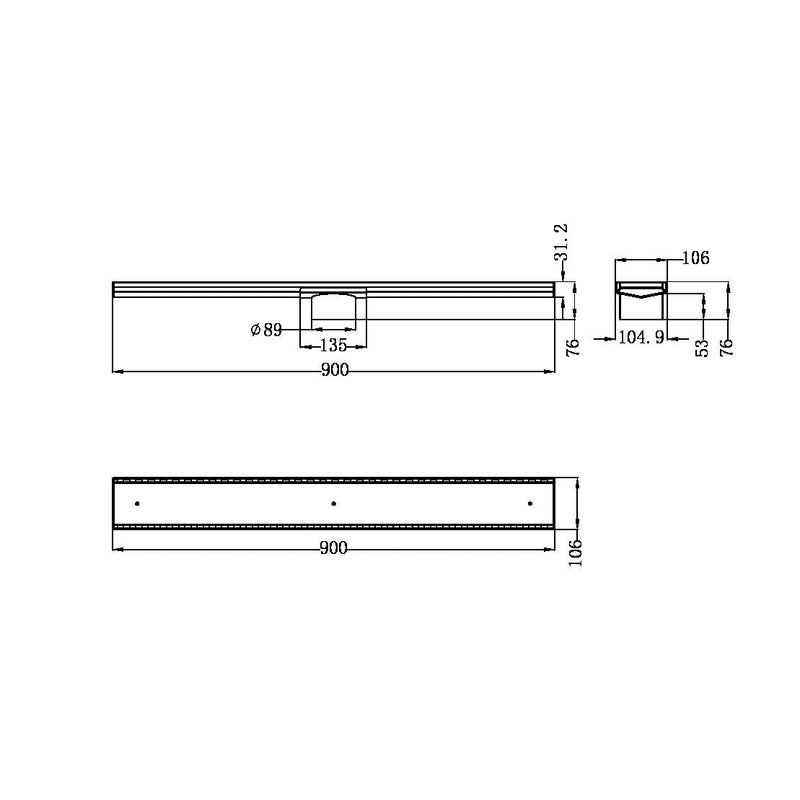 Nero Tile Insert 900mm Brushed Nickel