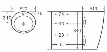 Freestanding Oval 520 x 510 x 840 (7122843304087)