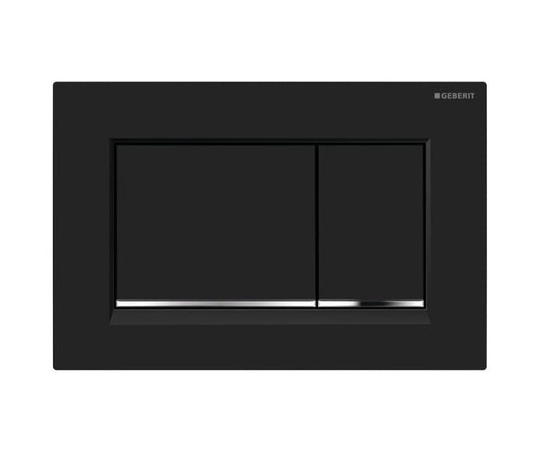 Geberit Sigma 30 Dual Flush Plate Matte Black, Chrome Trim