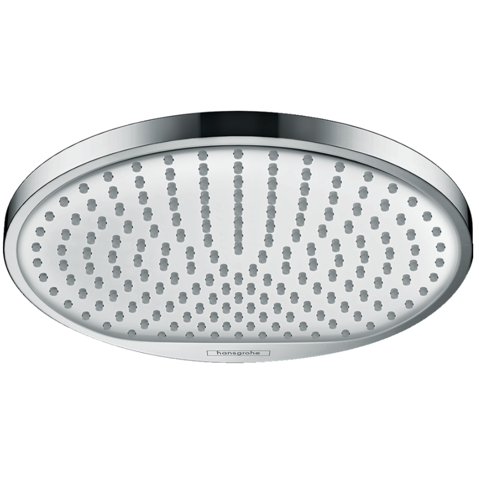 chrome Hansgrohe shower head with powerful water spray jets chrome
