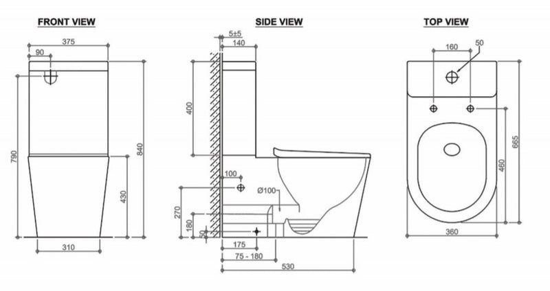 Feanza Black Tornado Toilet Suite (7119656747159)