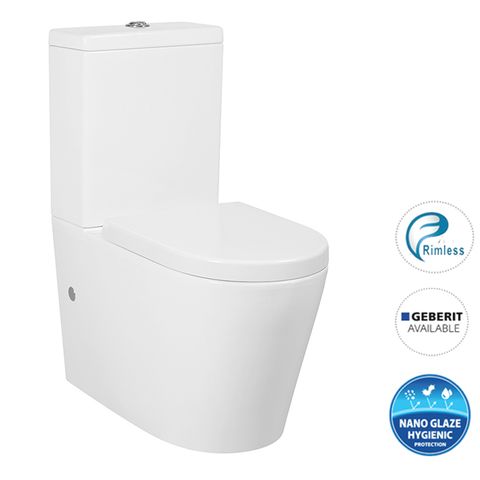 Alzano Rimless back to wall gloss white Toilet Suite 