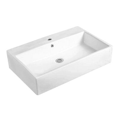 Inspire Wall Hung ceramic Square Basin Gloss White with overflow 700 x 460