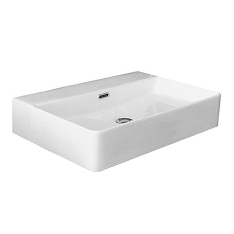 Inspire Wall Hung Square Bathroom Basin No Tap Hole Gloss White 600x420