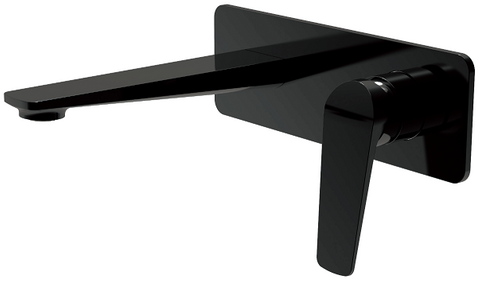A wall basin mixer set with a matte black finish.