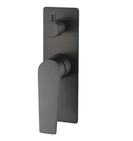  Wall Diverter Mixer Gun Metal with backplate and paddle handle