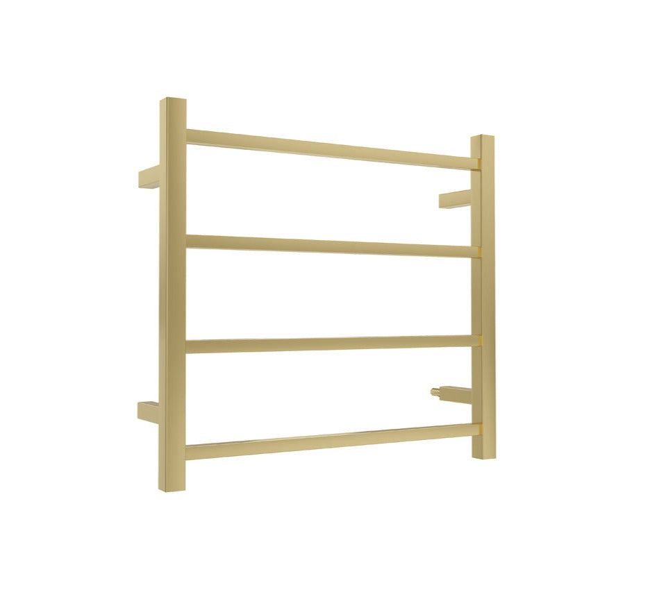 Linsol Spirit Square 4 Bar Heated Towel Rail Brushed Brass 600x550mm