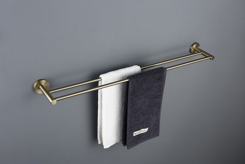 Linsol Lux Double Towel Rail  Brushed Brass 800mm