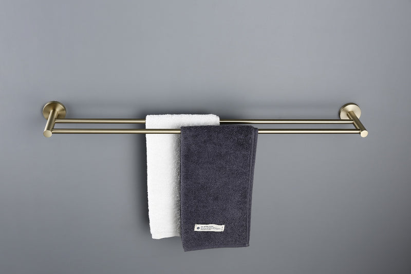 Linsol Lux Double Towel Rail  Brushed Brass 800mm