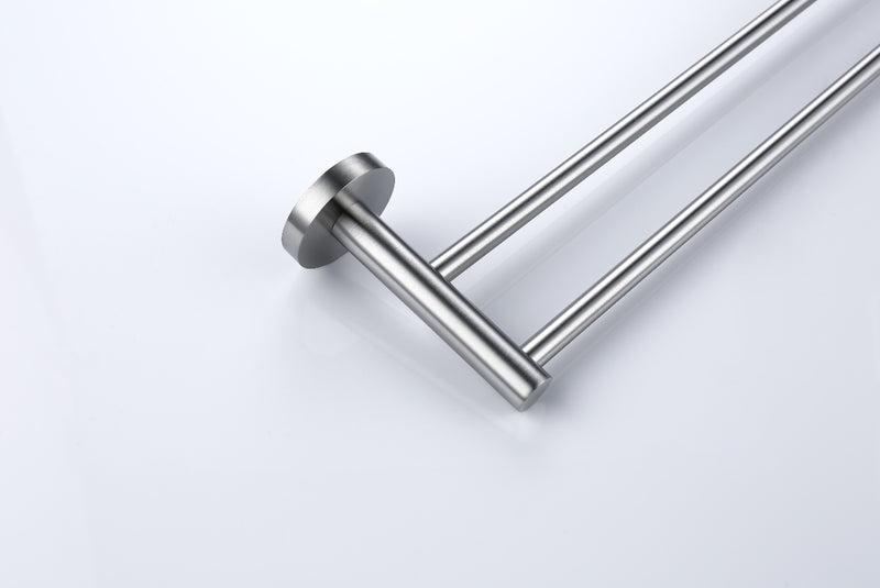 Linsol Lux Double Towel Rail Brushed Nickel 800mm