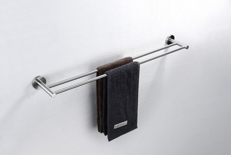 Linsol Lux Double Towel Rail Brushed Nickel 800mm