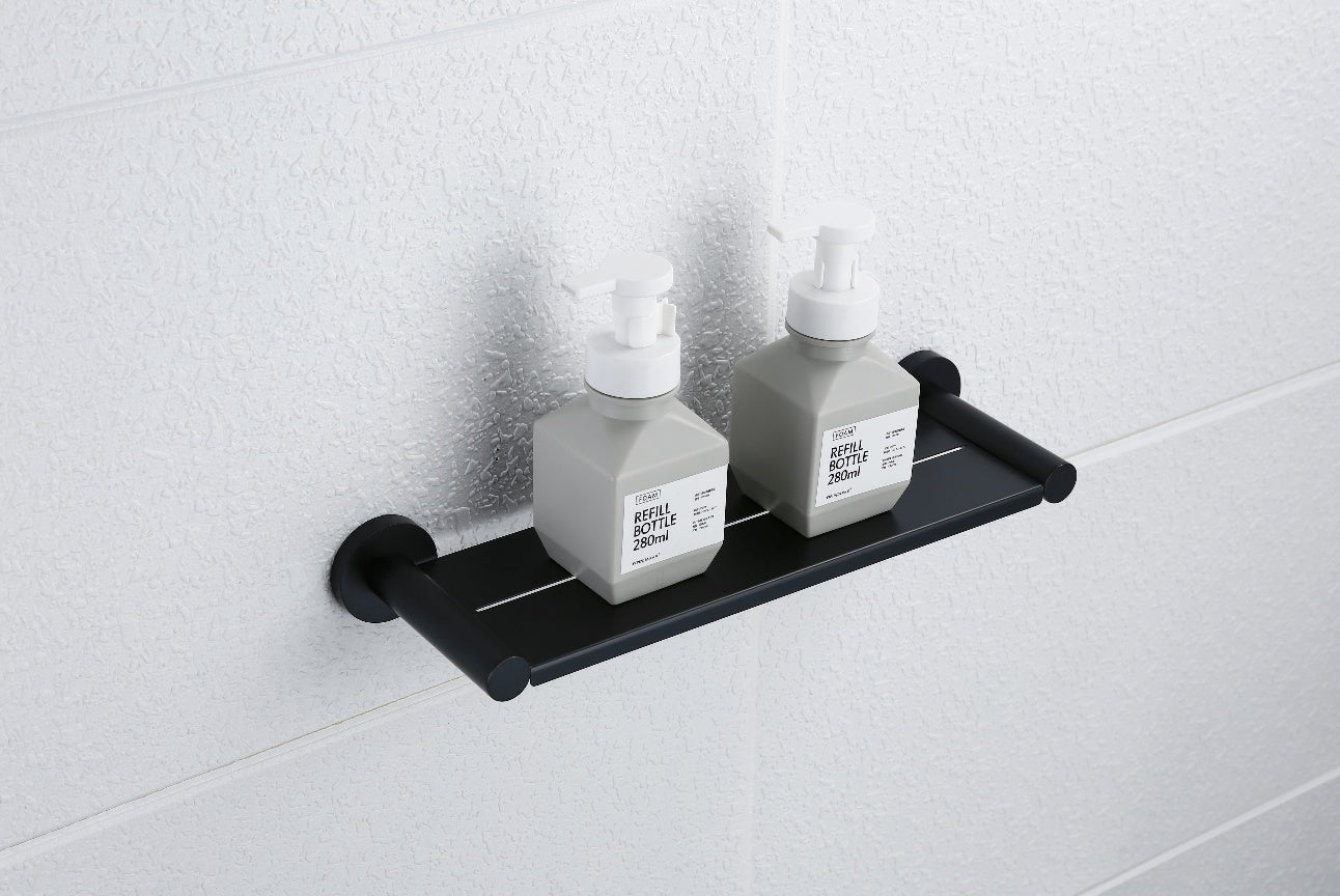 Linsol Lux Shower Shelf Matte Black 400mm
