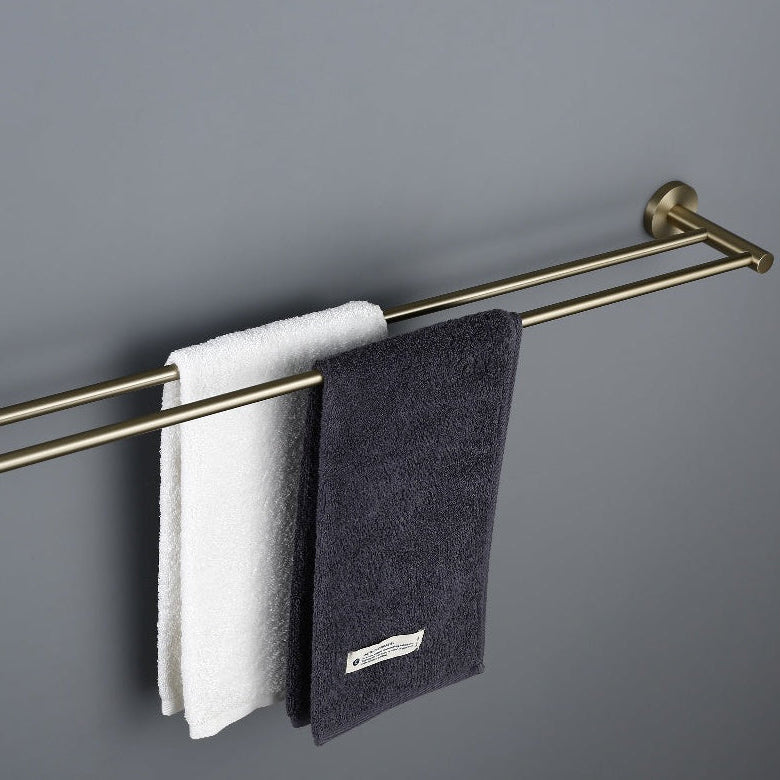 brushed brass double towel rail