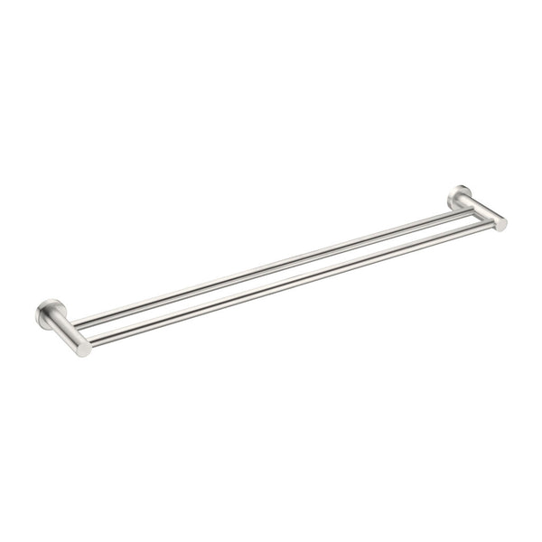 Nero Mecca Double Towel Rail 800mm Brushed Nickel