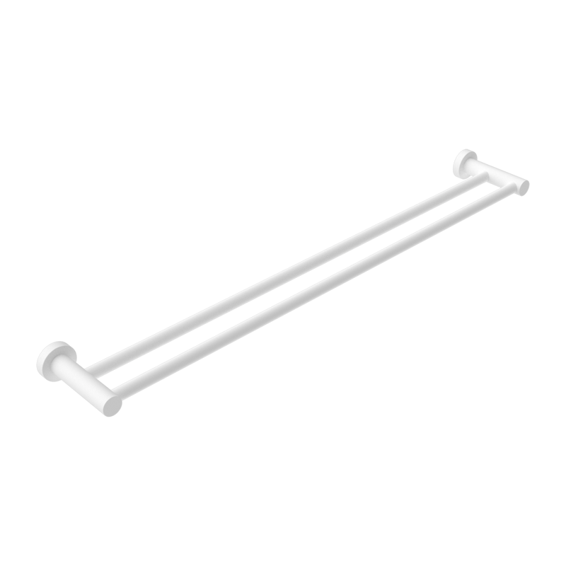 Nero Mecca Double Towel Rail 800mm Matte White