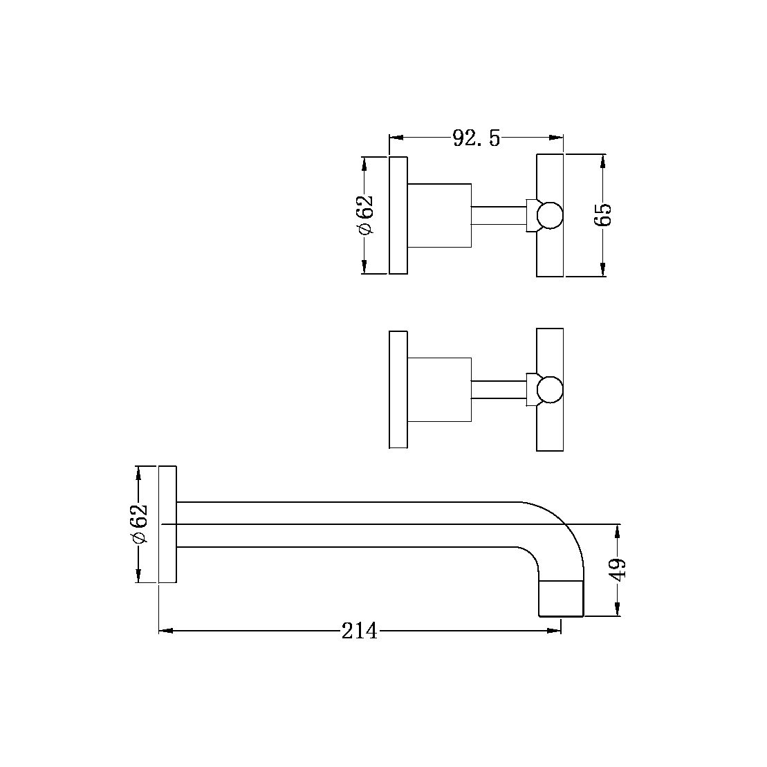 Nero X Plus Wall Basin Set Matte Black