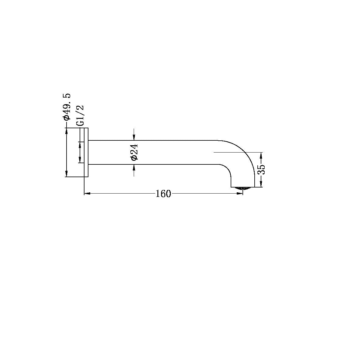Nero Mecca Basin/Bath Spout Brushed Gold