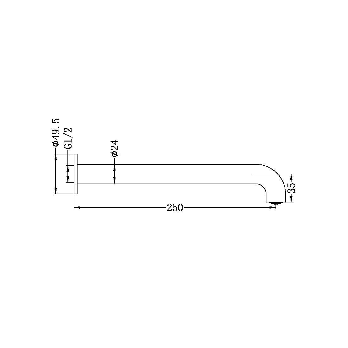 Nero Mecca Basin/Bath Spout Brushed Gold