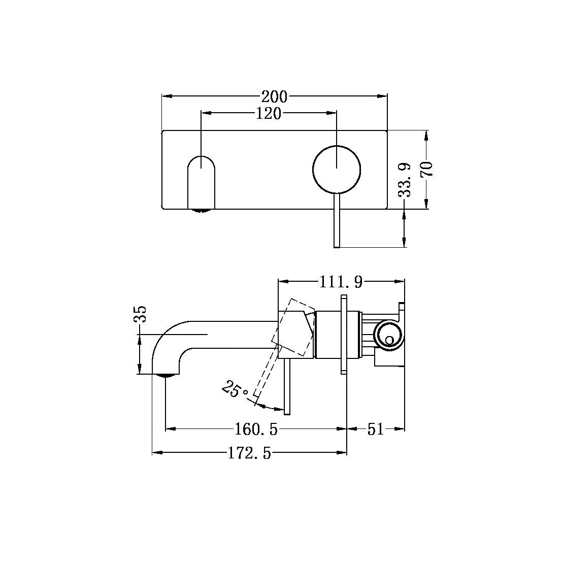 Nero Mecca Wall Basin Mixer Set With Back Plate Chrome