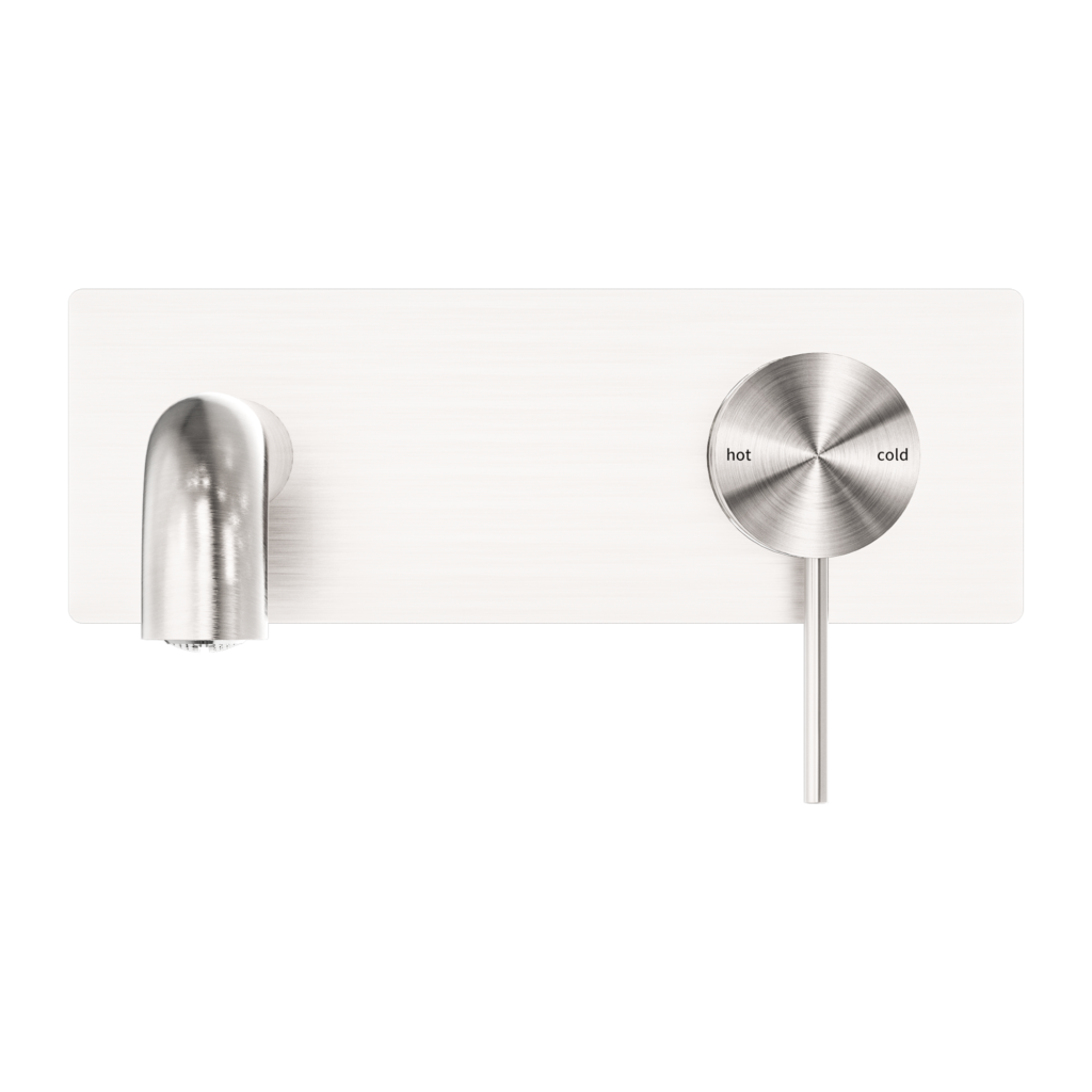 Nero Mecca Wall Basin/Bath Mixer Set With Back Plate Brushed Nickel