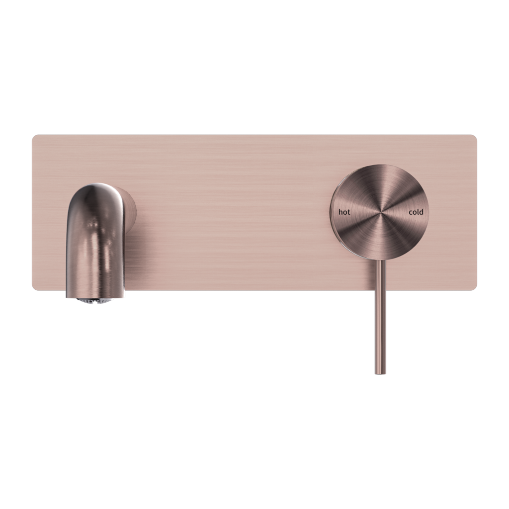 Nero Mecca Wall Basin/Bath Mixer Set With Back Plate Brushed Bronze