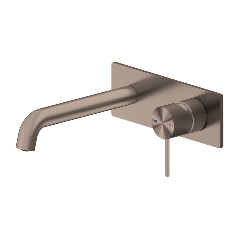 Nero Mecca Wall Basin Mixer Set With Back Plate Brushed Bronze