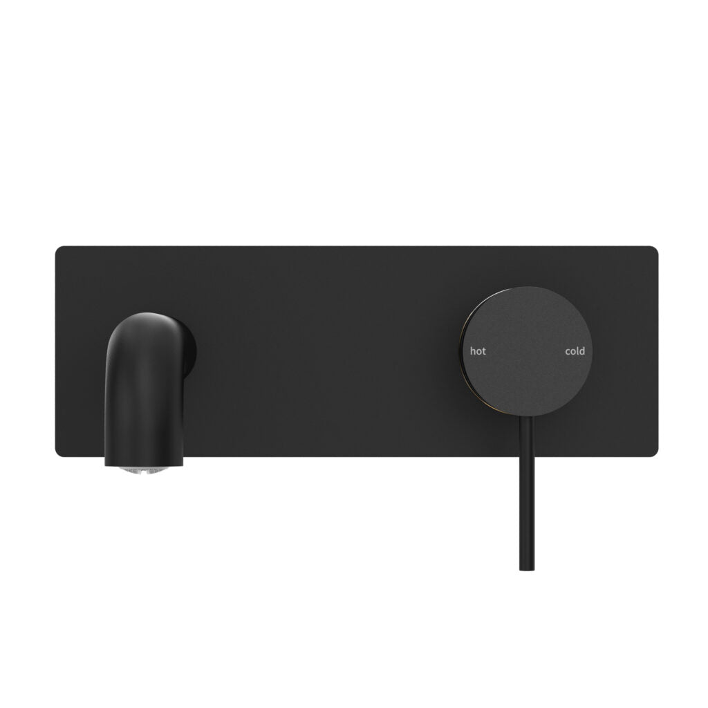 Nero Mecca Wall Basin/Bath  Mixer Set With Back Plate Matte Black