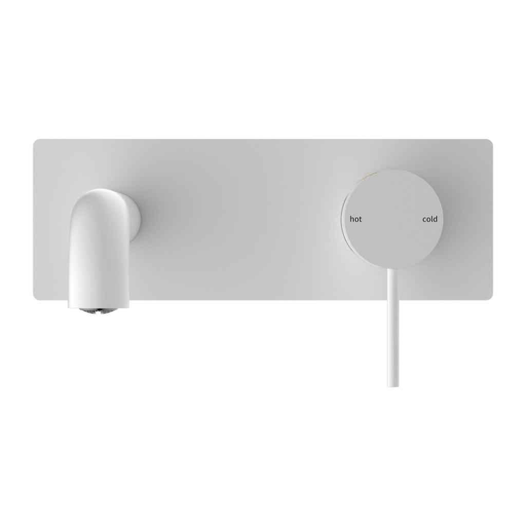 Nero Mecca Wall Basin/Bath Mixer Set With Back Plate Matte White