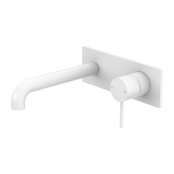 Nero Mecca Wall Basin Mixer Set With Back Plate Matte White