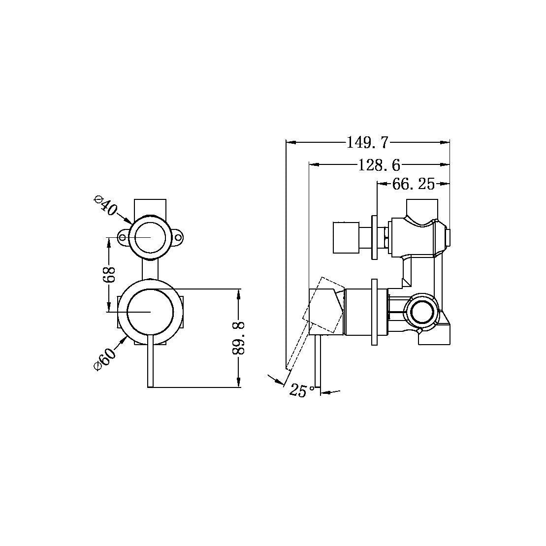 Nero Mecca Shower Mixer With Diverter Chrome