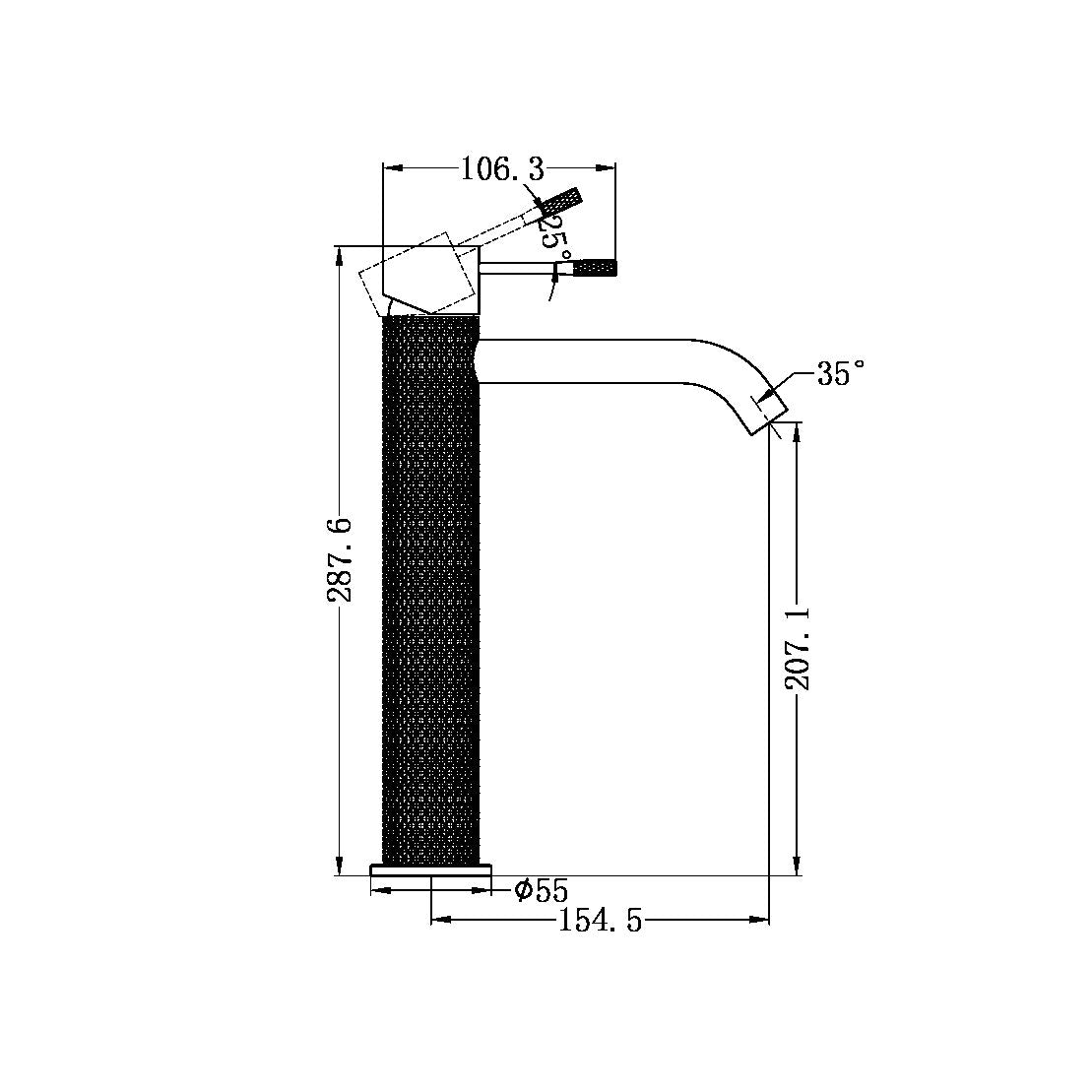 Nero Opal Extended Basin Mixer Graphite