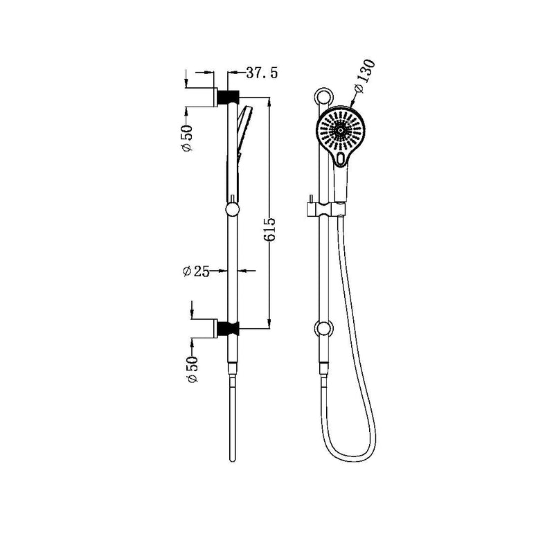 Nero Opal Single Rail Shower Brushed Nickel