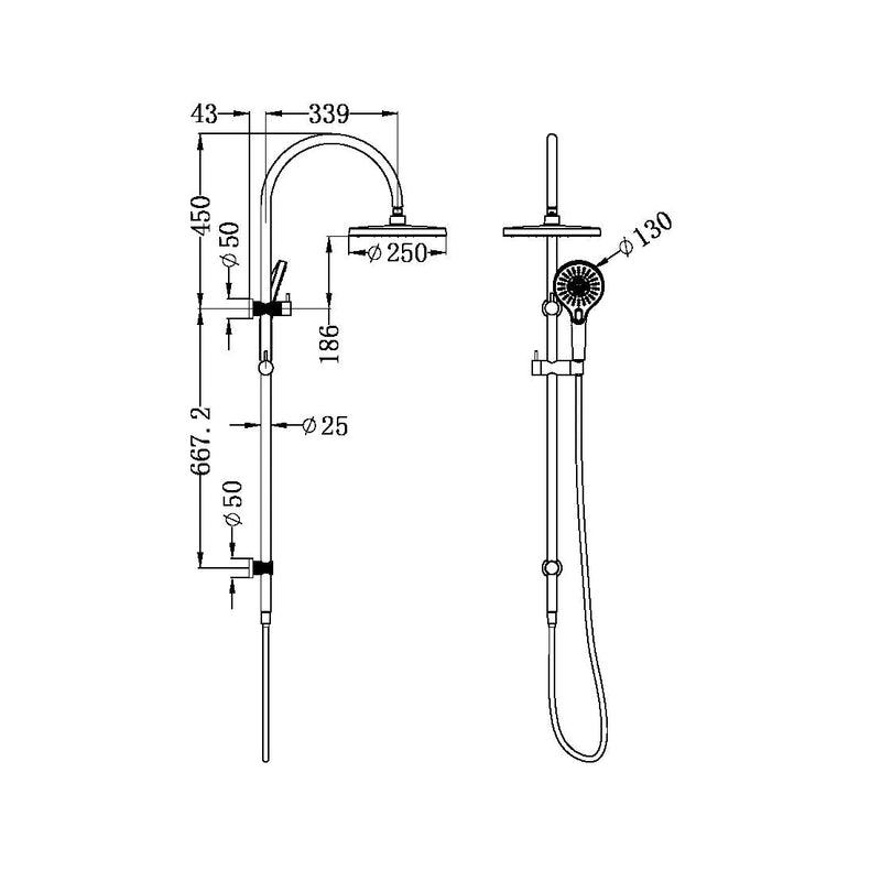 Nero Opal Combination Shower Brushed Gold